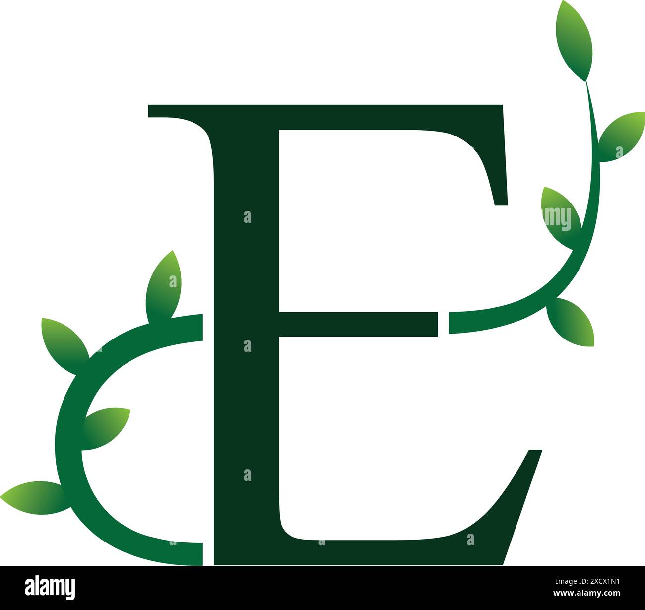 E Letter Logo. Green Color. Leaf Style - Vector Stock Vector Image ...