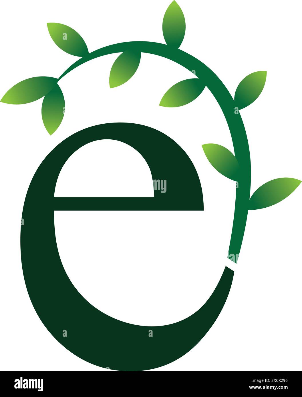 E Letter Logo. Green Color. Leaf Style - Vector Stock Vector Image ...