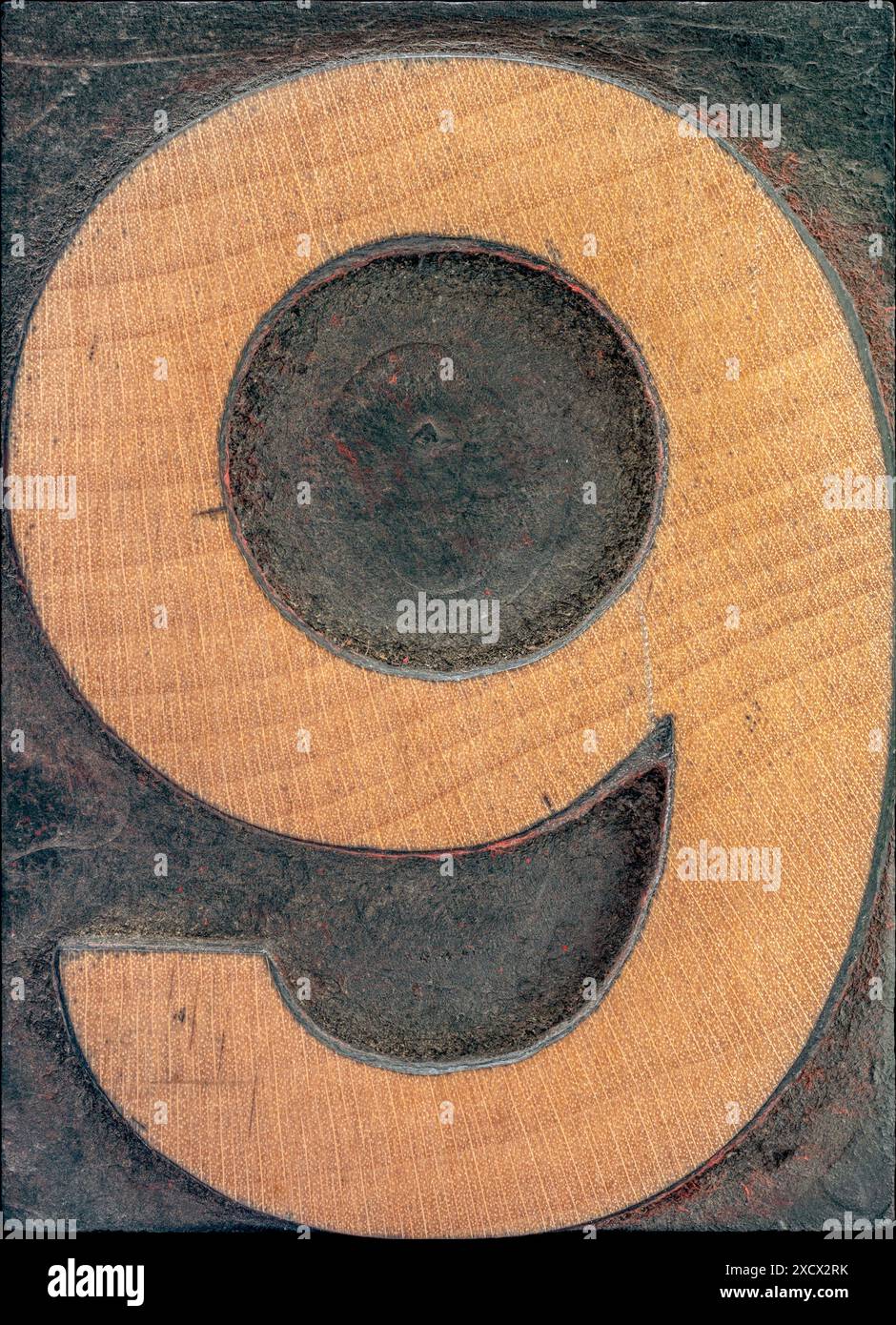 highly detailed number nine from vintage wooden letterpress Stock Photo ...