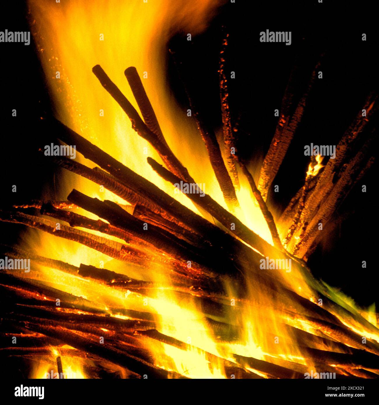 Open outdoor wood fire Stock Photo