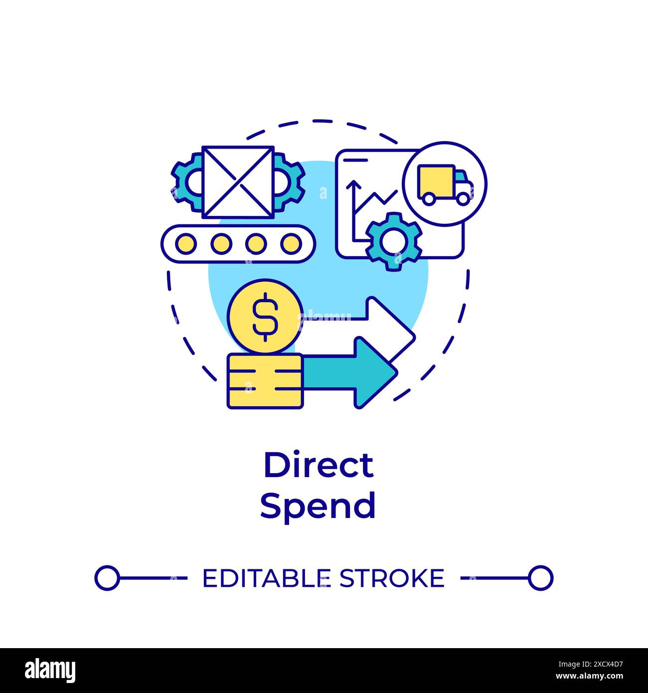 Direct spend multi color concept icon Stock Vector
