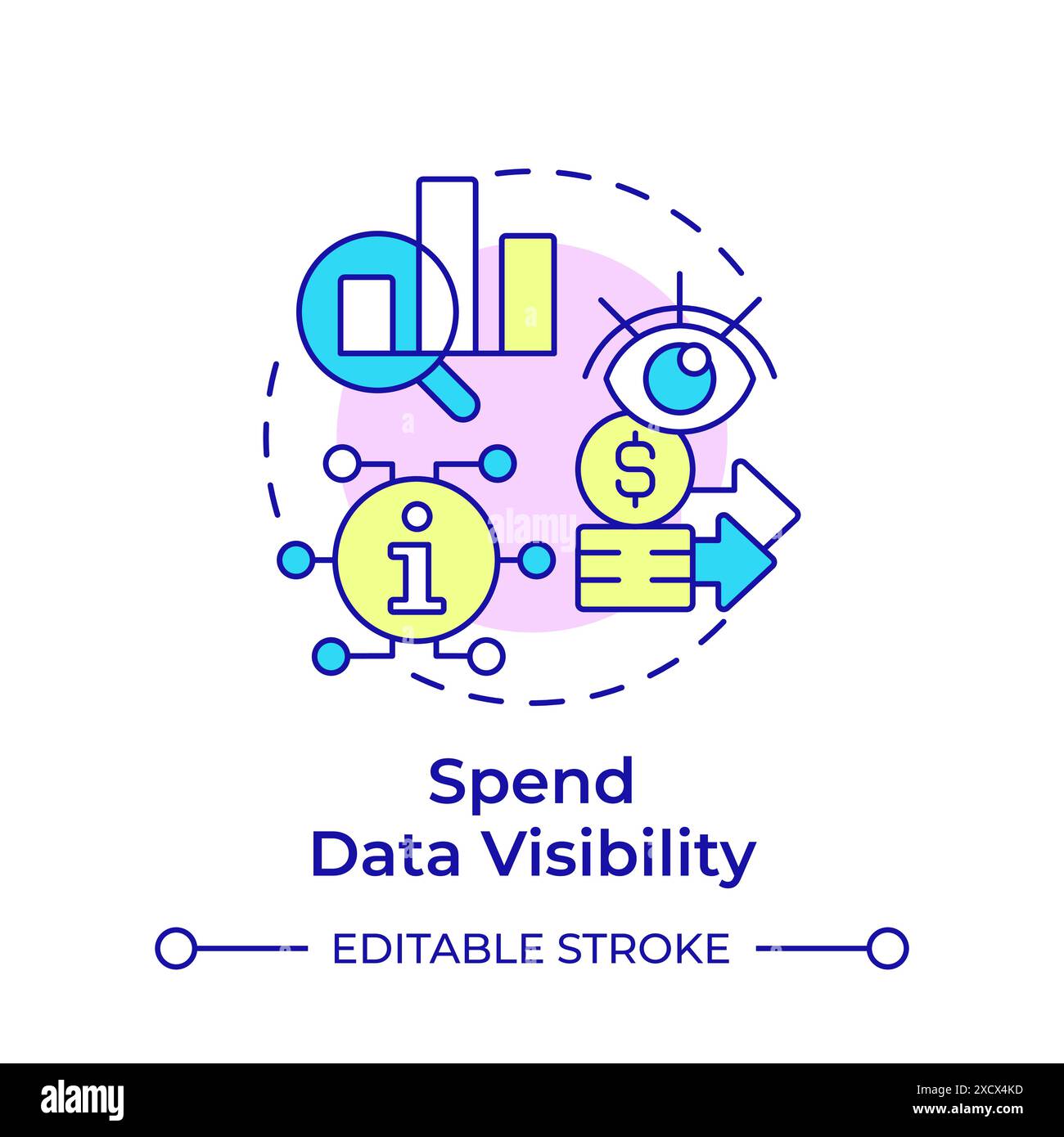 Spend data visibility multi color concept icon Stock Vector Image & Art ...