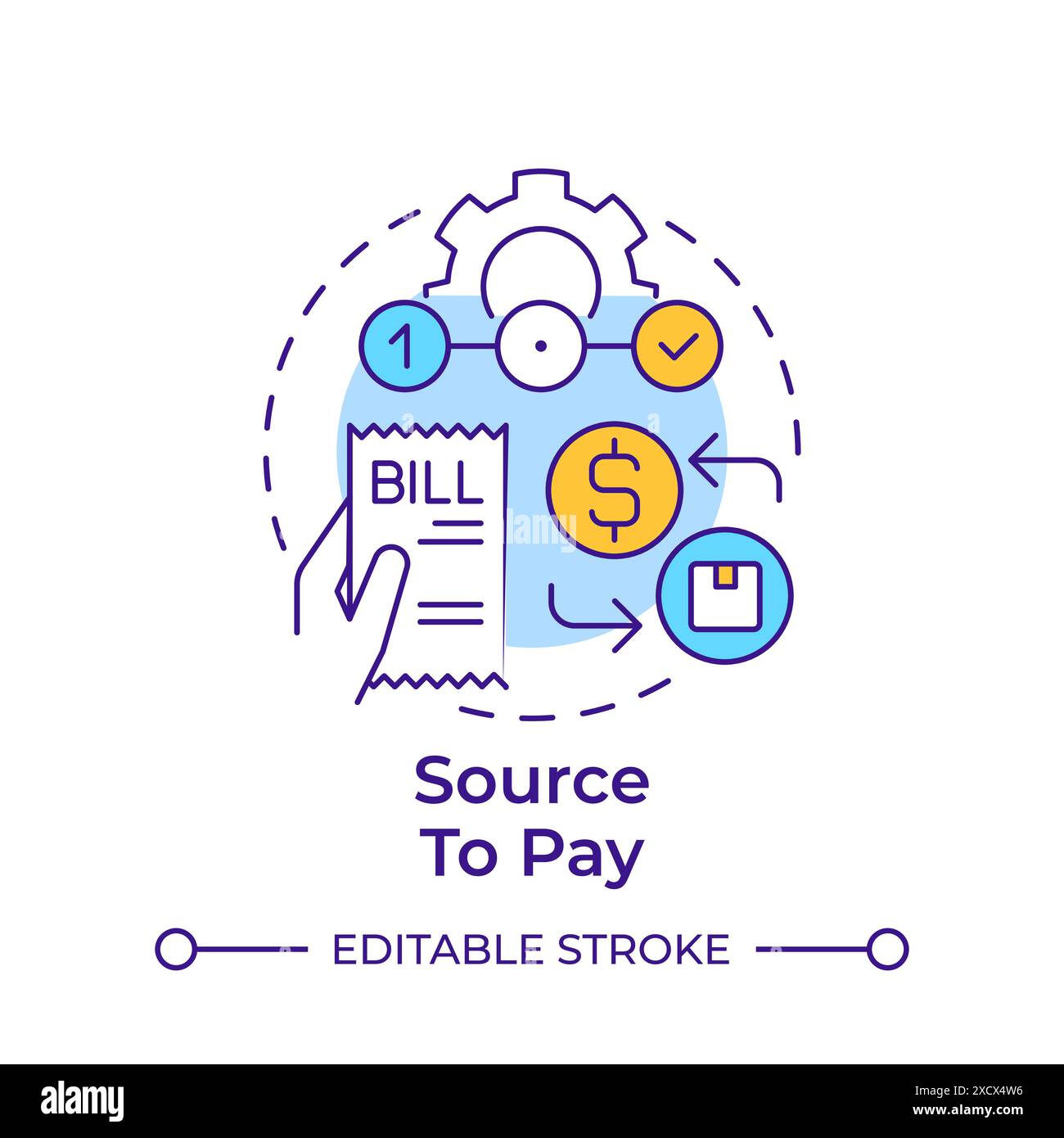 Source to pay multi color concept icon stock vector image art alamy
