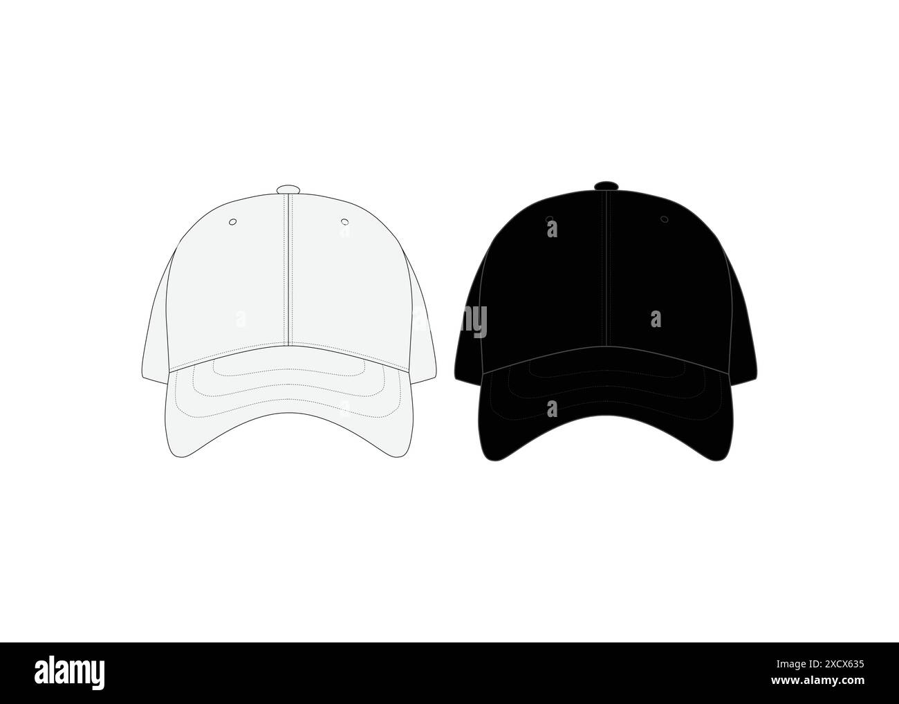 Streetwear Mock-up Templates Trucker Hat Snapback Fitted Cap Hat Vector Illustrations 3D Realistic Black Cap Mockup Modern Fashion Accessories Stock Vector