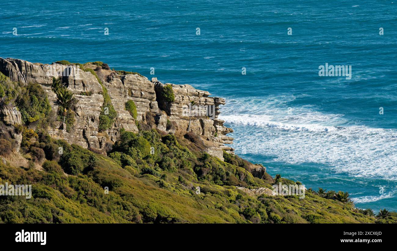 Karst limestone rock formations at Kaihoka, west coast of Golden Bay, south island, Aotearoa / New Zealand Stock Photo