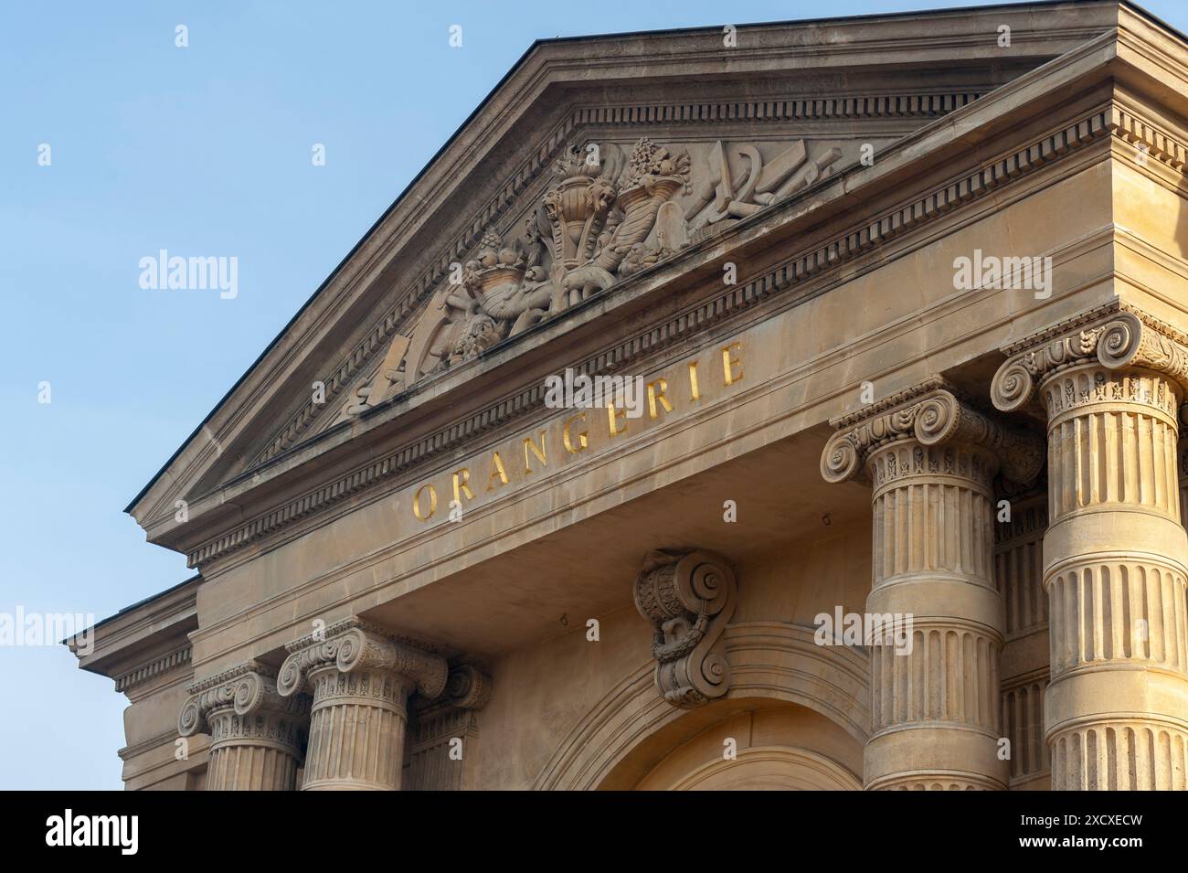 Paris, France, Architectural Detail, Front, SIgn, French Monuments, Orangerie Museum, (Place de la Concorde),  Historic Buildings Stock Photo