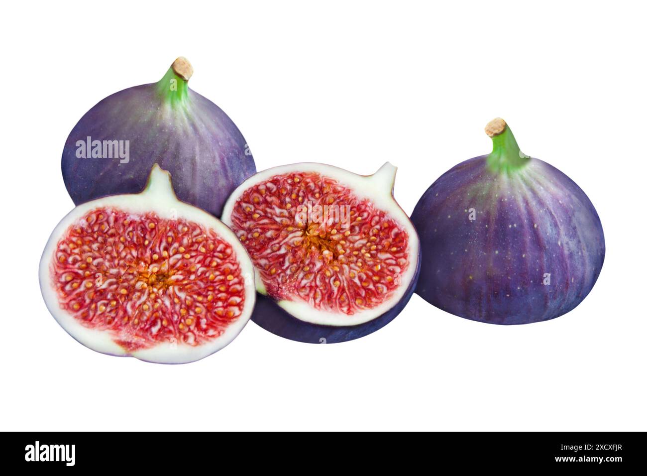 3 Fresh Figs isolated on white background Stock Photo