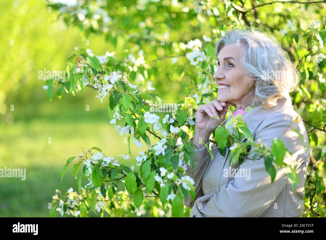 Portrait of a beautiful woman in the park in summer Stock Photo - Alamy