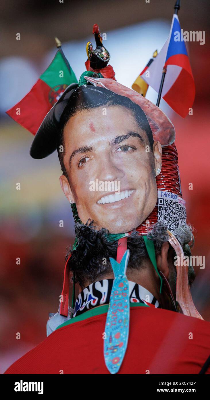 Leipzig, Germany. 18th June, 2024. A fan of Portugal with Cristiano ...