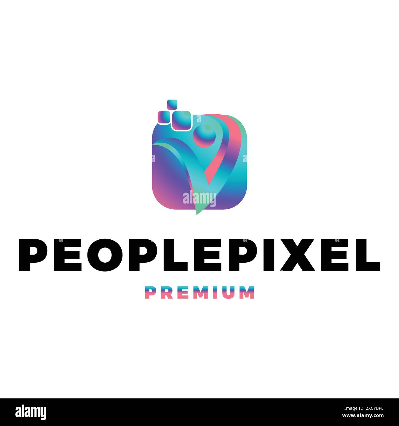 People Pixel Icon Vector Logo Template Illustration Design Stock Vector