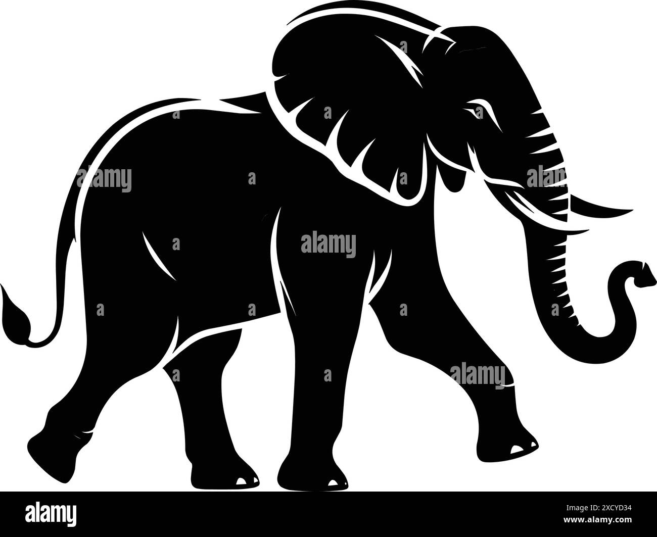 Cartoon elephant vector vectors Black and White Stock Photos & Images ...