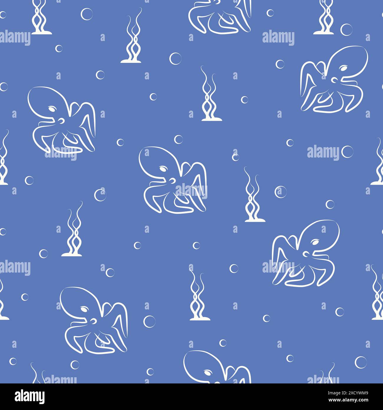 Seamless marine pattern with octopus and seaweed. Pattern background ...