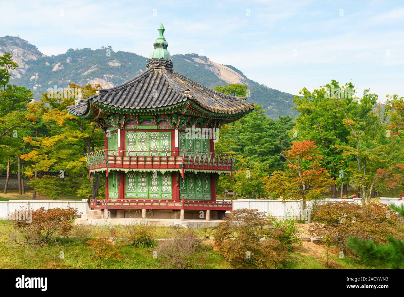 Colorful Autumn View Of Hyangwonjeong Pavilion At Gyeongbokgung Palace colorful-autumn-view-of-hyangwonjeong-pavilion-at-gyeongbokgung-palace
