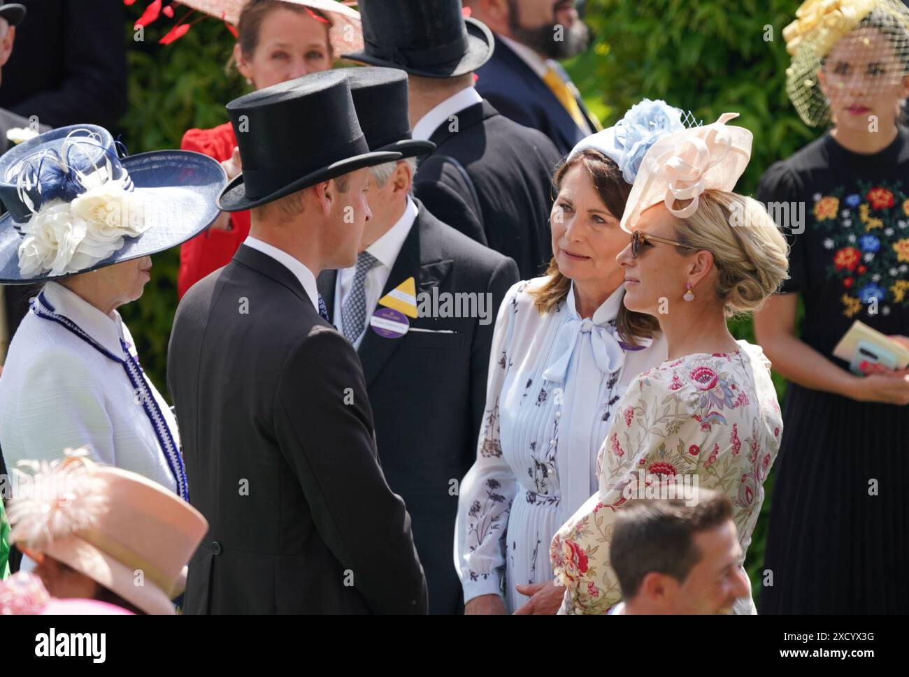 The Prince Of Wales Speaks To Carole Middleton And Zara Phillips During the-prince-of-wales-speaks-to-carole-middleton-and-zara-phillips-during