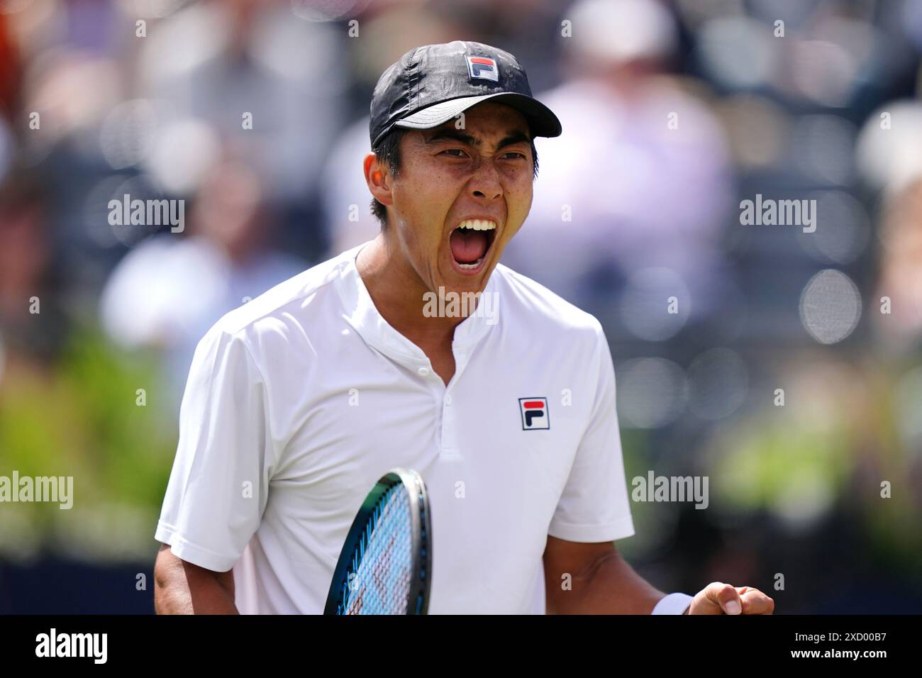 Queens Rinky Rinky Hijikata celebrates after winning his match against Matteo ...
