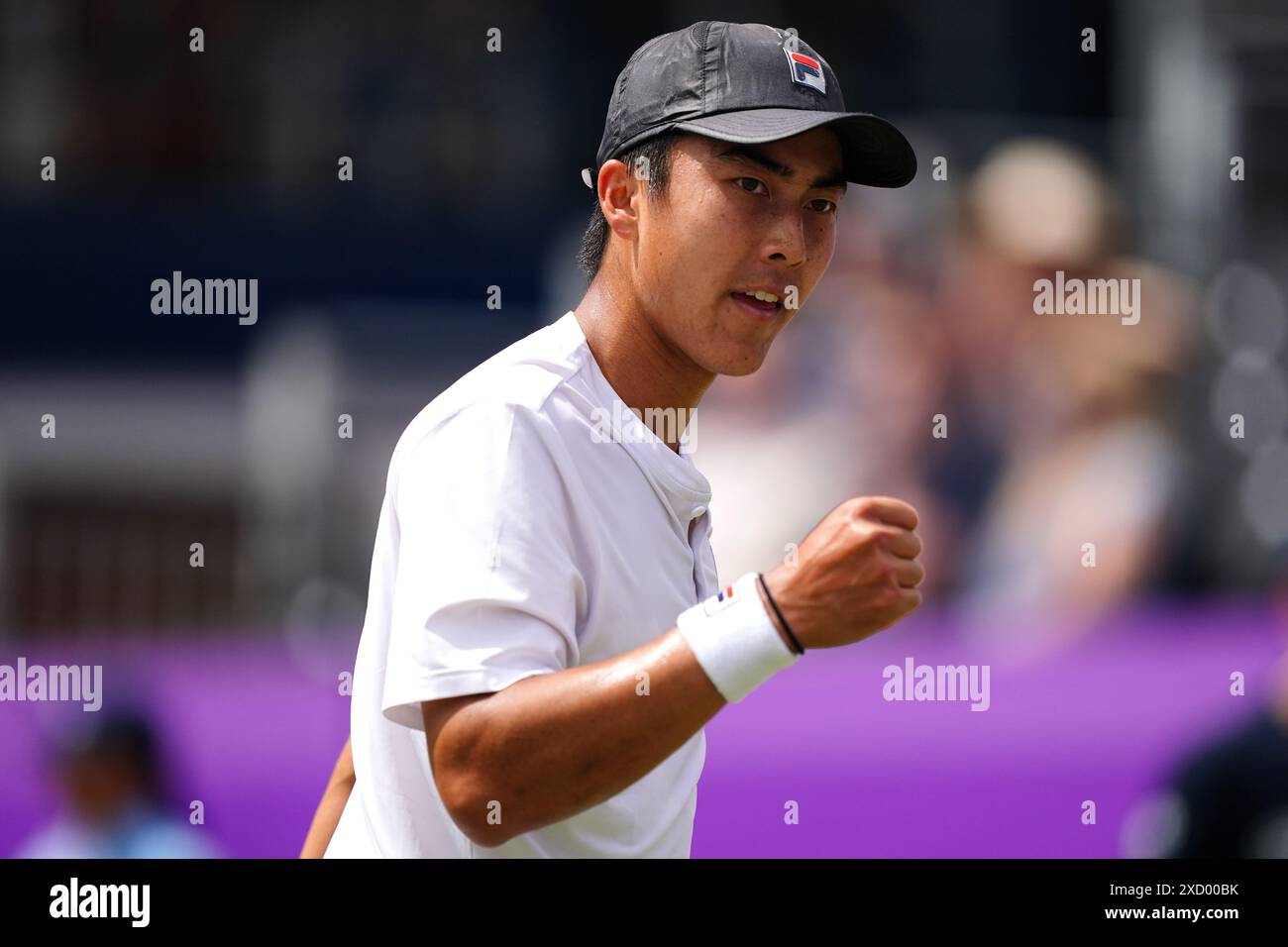 Queens Rinky Rinky Hijikata celebrates a point against Matteo Arnaldi on day five of ...