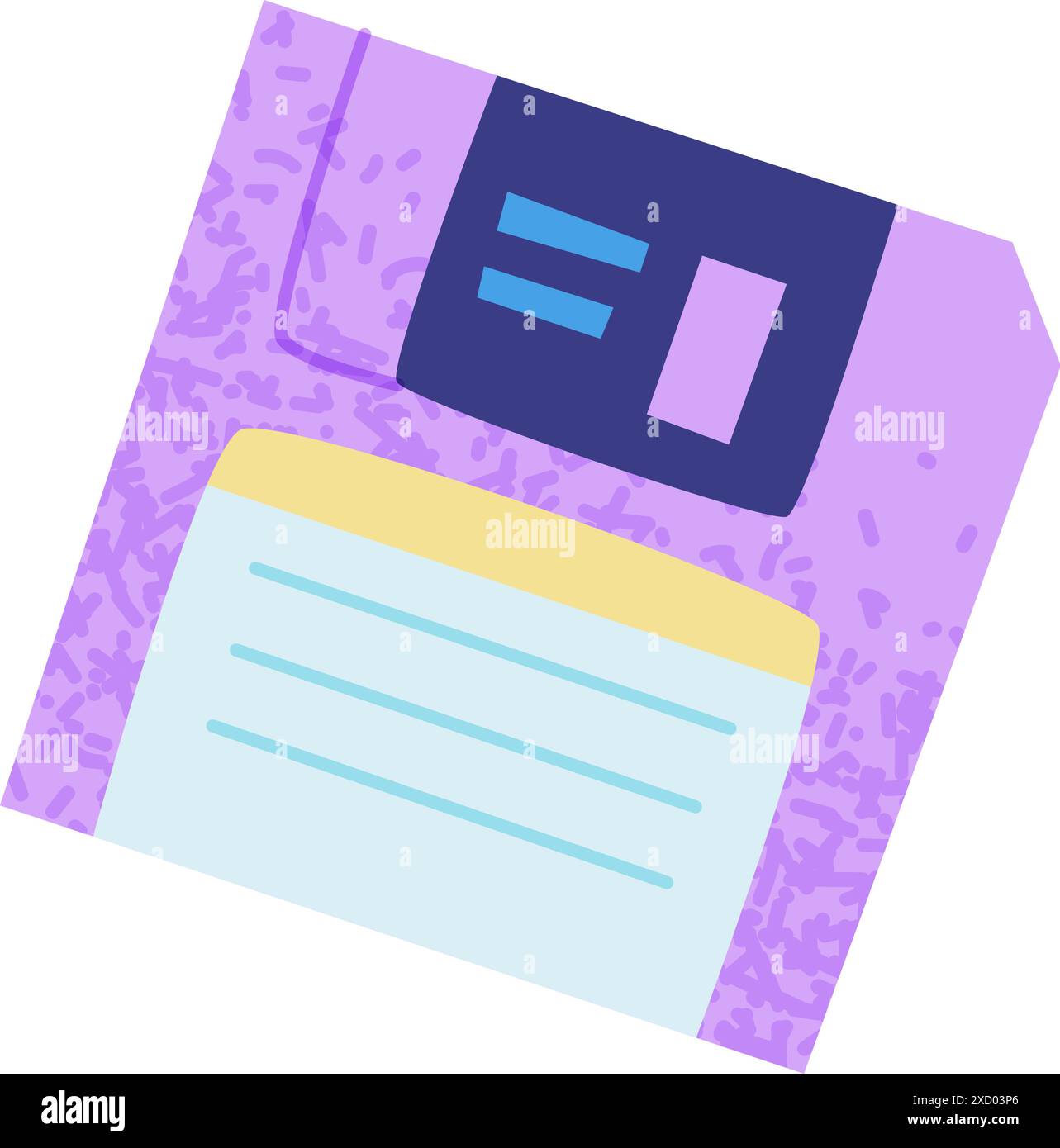 90s floppy disk. Bright multicolour hand drawn object. Vector illustration in trendy flat style Stock Vector