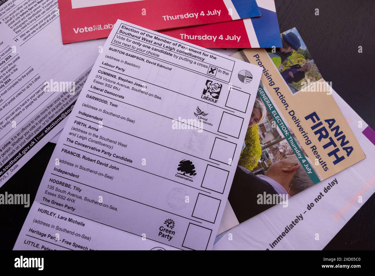 Southend on Sea, Essex, UK. 19th Jun, 2024. Postal poll cards and ...