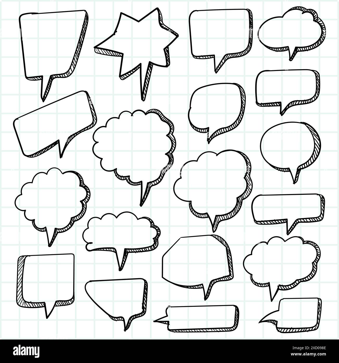 Hand drawn sketch speech bubble set design Stock Vector Image & Art - Alamy