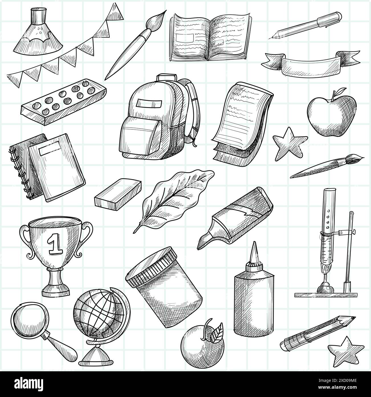 Hand draw doodle education and work set sketch design Stock Vector ...