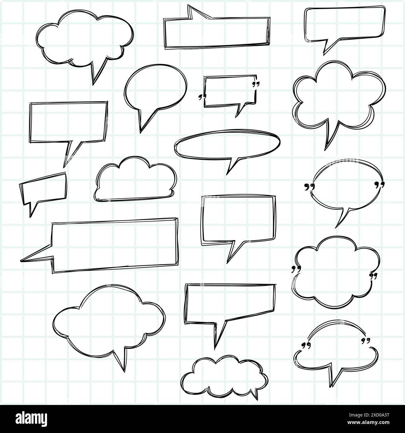 Doodle blank speech chat bubbles hand draw sketch design Stock Vector ...