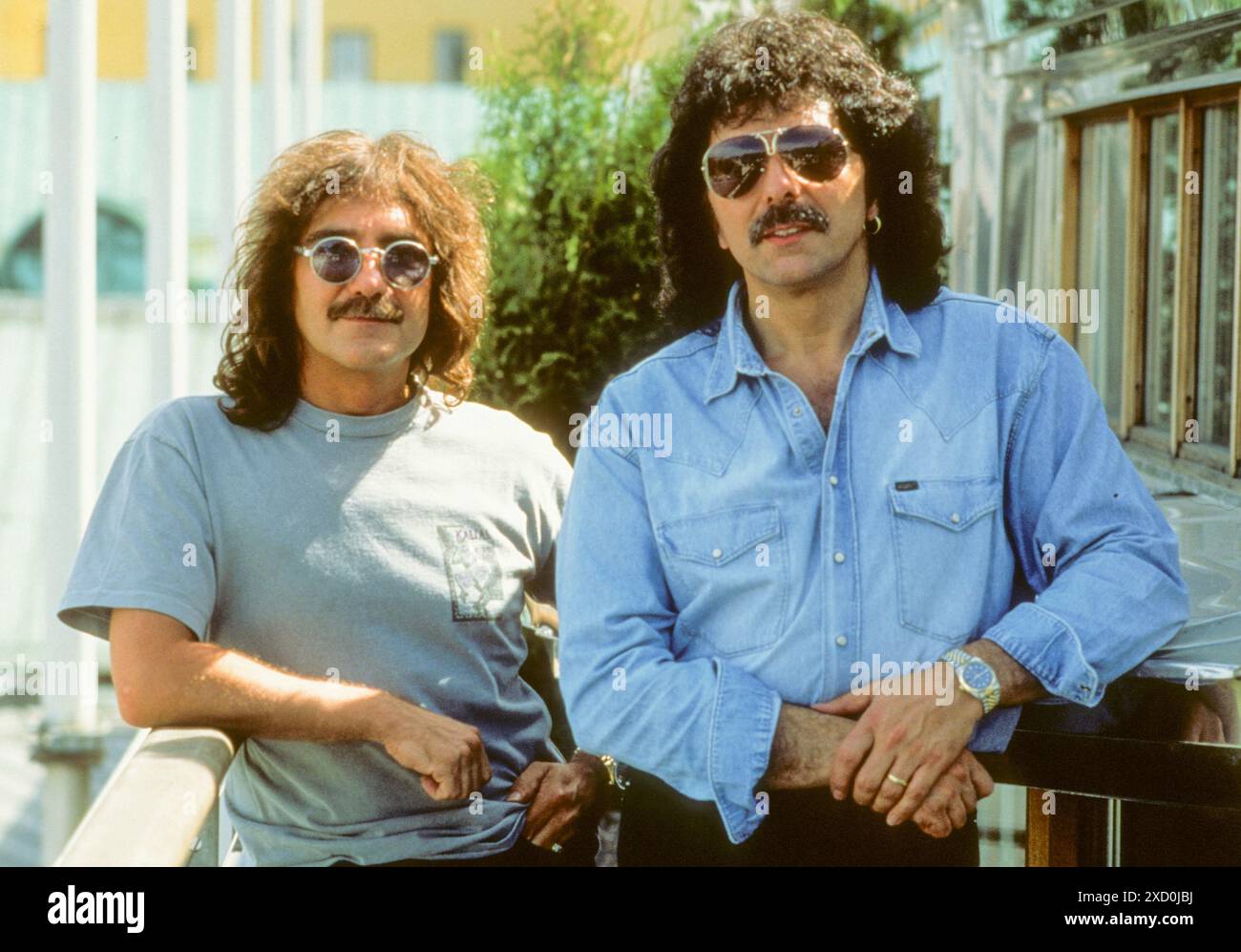 BLACK SABBATH members Geezer Butler and Tony Iommi in Los Angeles USA Stock Photo