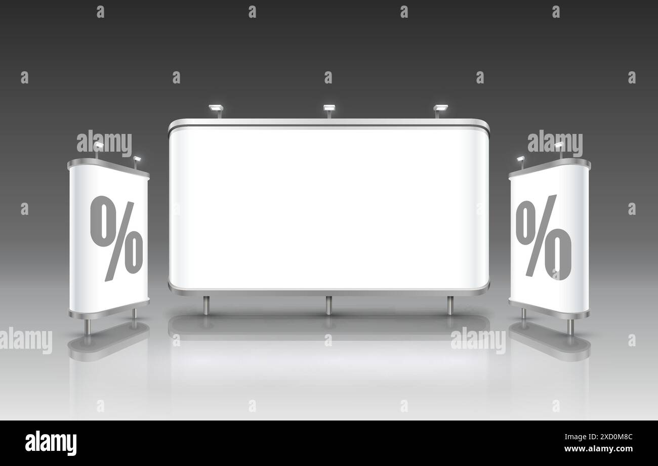 Scene presentations board percent, table white display. Vector Stock Vector