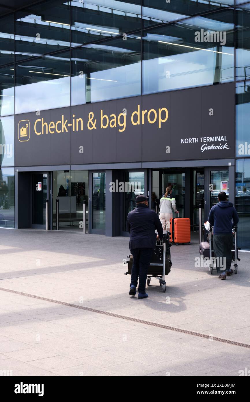 Gatwick Airport, London, United Kingdom: April 22 2024. Passengers with ...