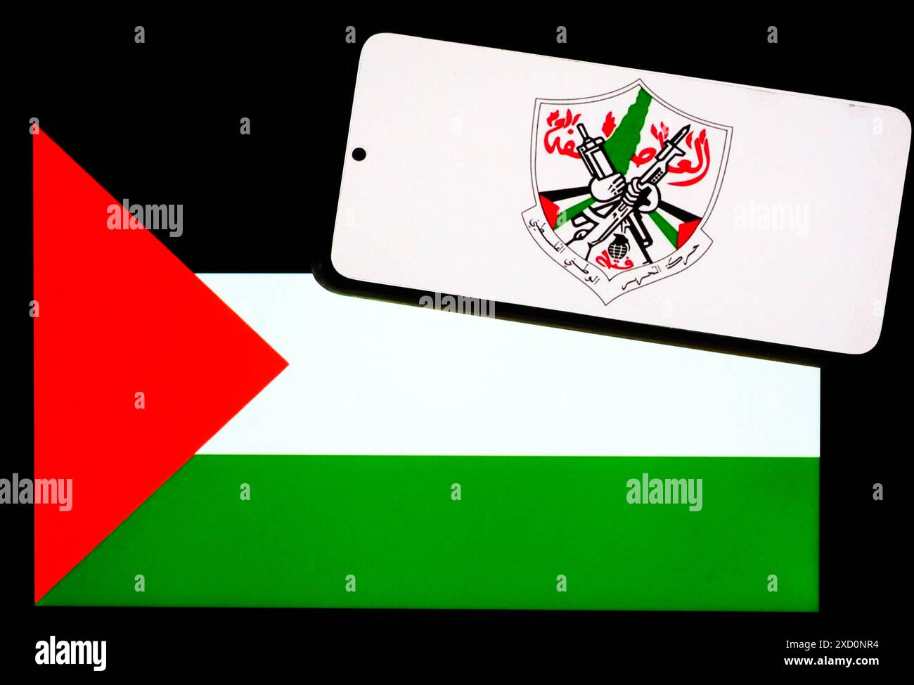 Ukraine - June 19, 2024: In this photo illustration, Fatah (Palestinian