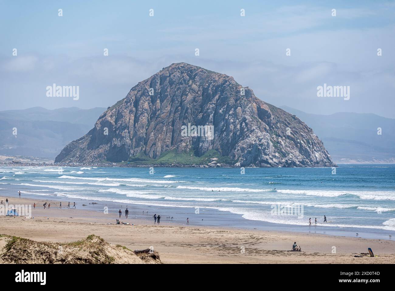 Morro Rock seen from Morro Strand State Beach. Morro Bay, California. Stock Photo