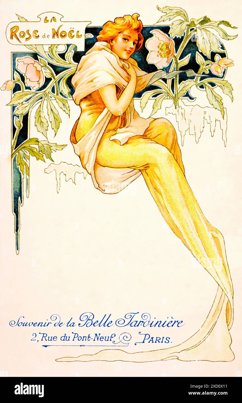 1900 carte postale Belle Epoque avec image ‘Les Arts’ de Mucha 1900 carte postale Belle Epoque avec image ‘Les Arts’ de Mucha