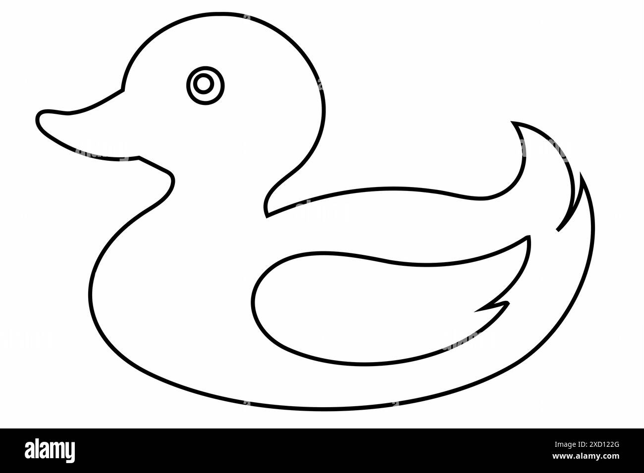 Black outline of a rubber duck isolated on a white background. Bath toy