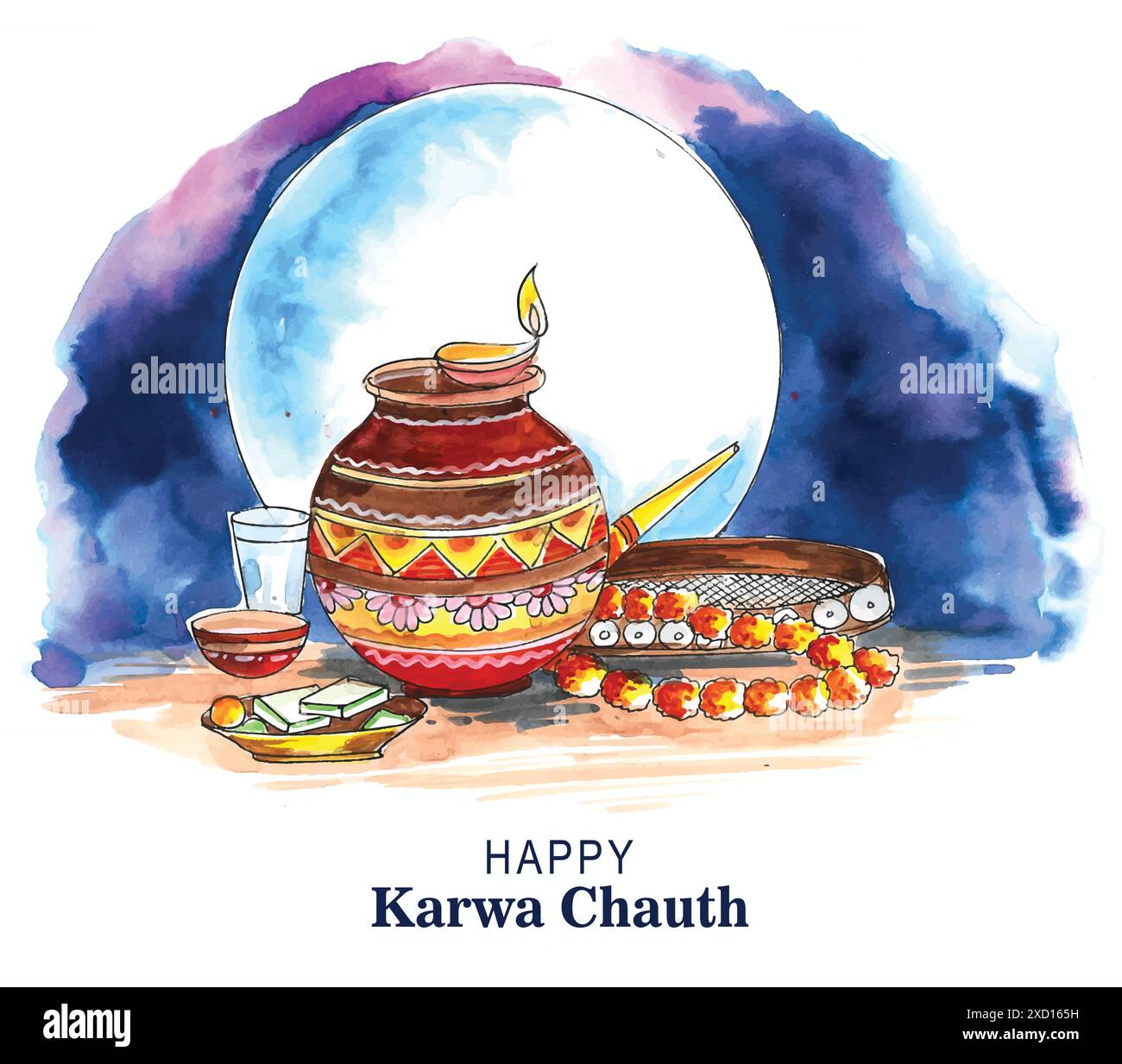 Indian festival happy karwa chauth celebration background Stock Vector ...