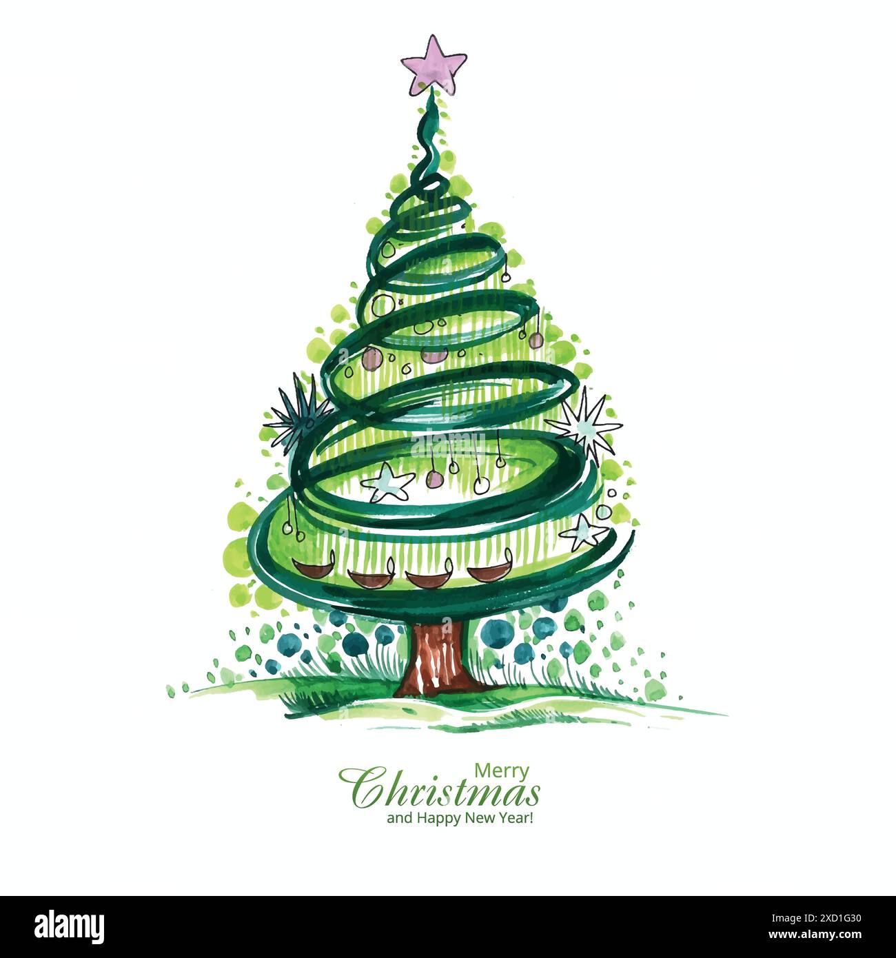 Artistic christmas line tree card design Stock Vector Image & Art - Alamy
