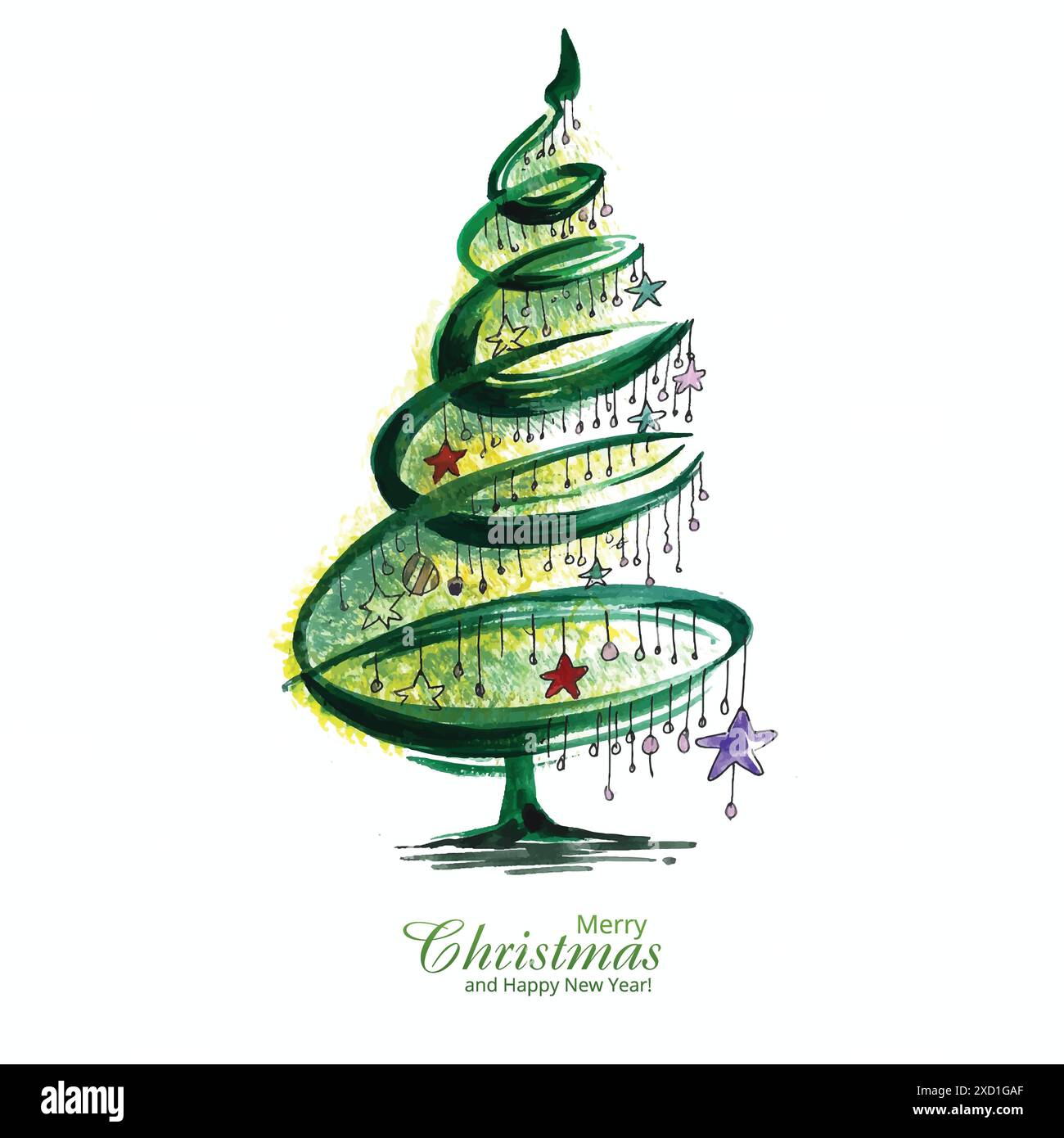Artistic christmas line tree card design Stock Vector Image & Art - Alamy