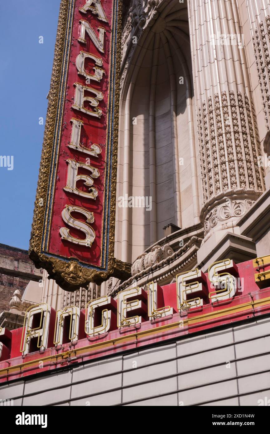 Theater Marquee, Broadway, Downtown Los Angeles, California, United States of America Stock Photo