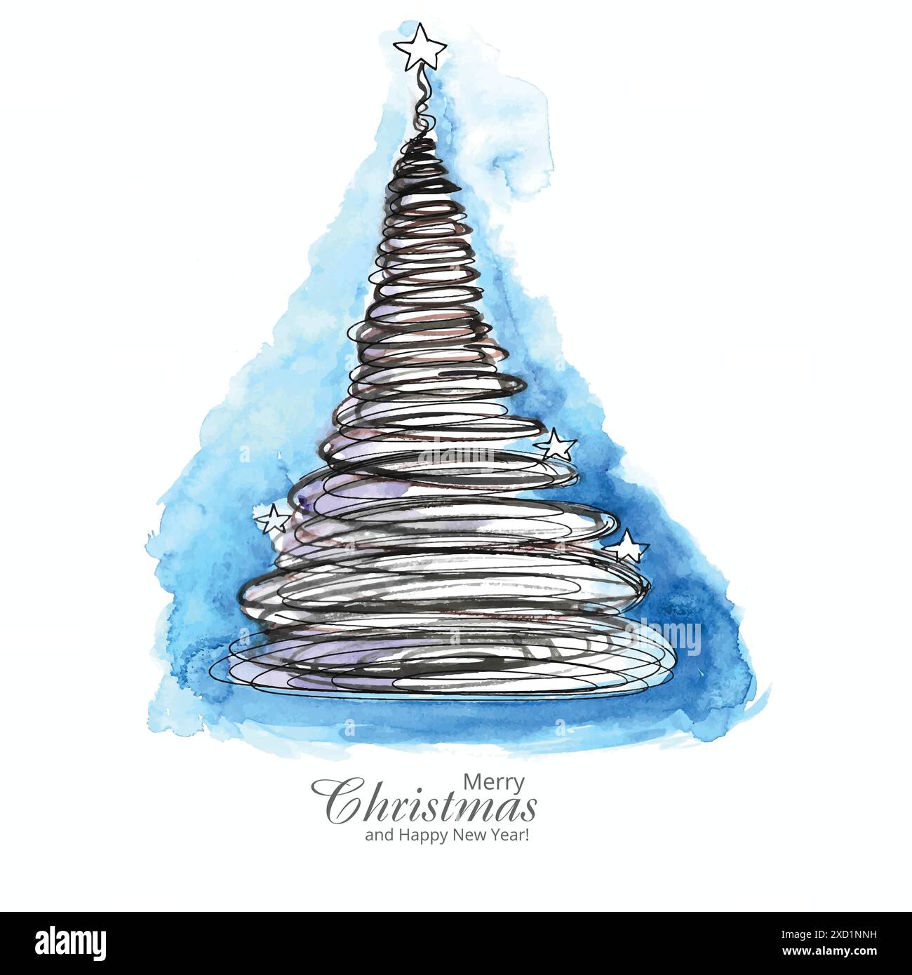 Hand draw artistic christmas tree card design Stock Vector Image & Art ...