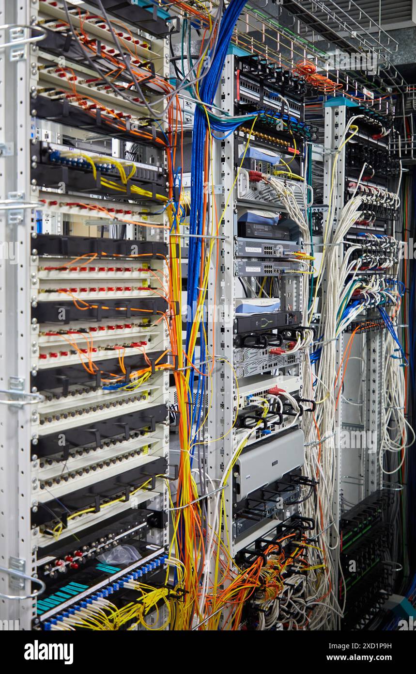 Communication network cabinets, CPD, Data Processing Center Stock Photo