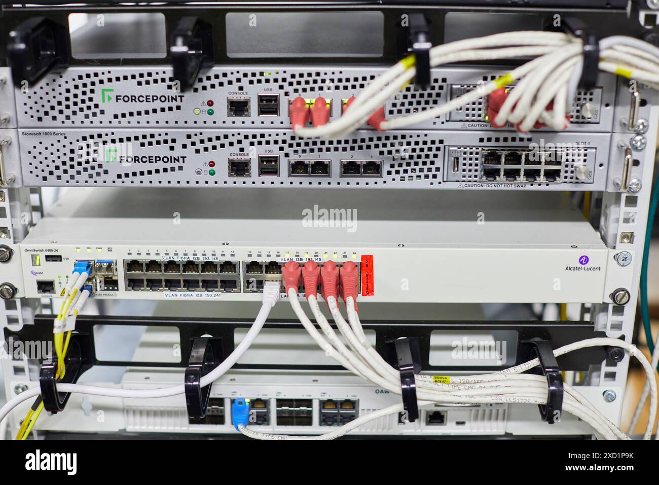 Communication network cabinets, CPD, Data Processing Center Stock Photo