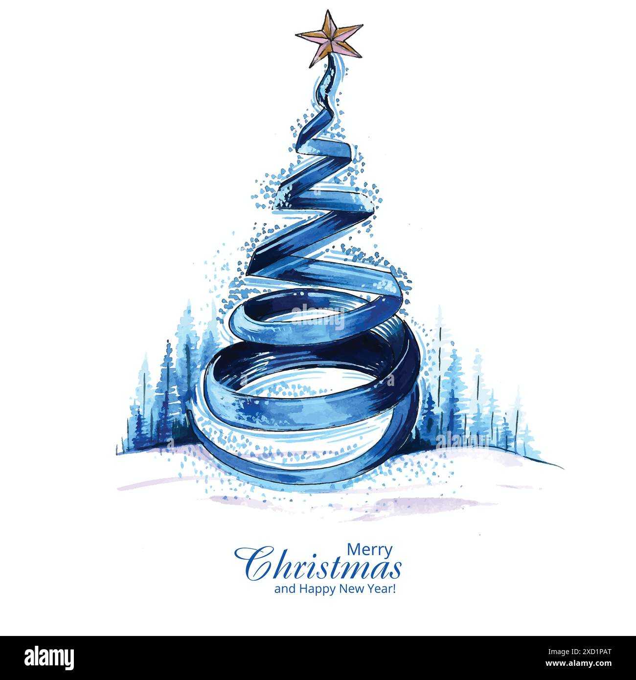 Hand draw artistic christmas tree card design Stock Vector Image & Art ...