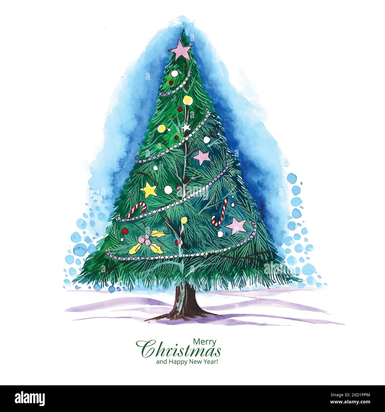 Beautiful artistic christmas line tree card background Stock Vector ...