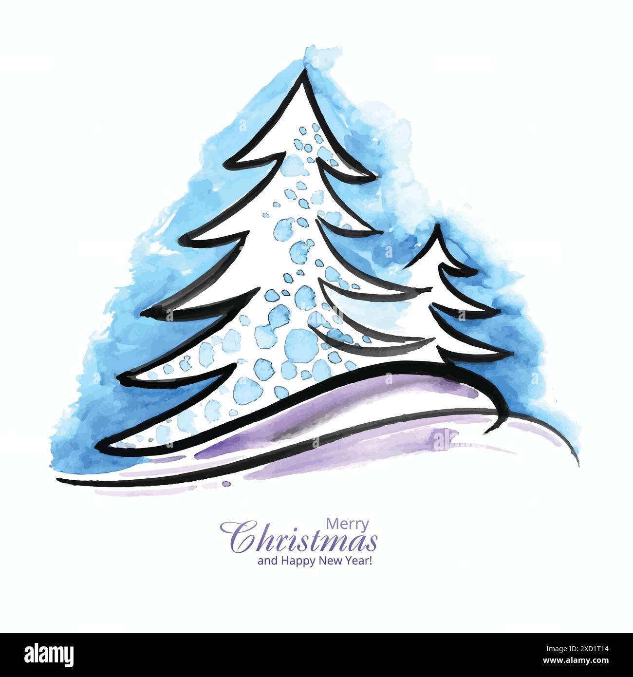 Hand drawn creative christmas tree card design Stock Vector Image & Art ...