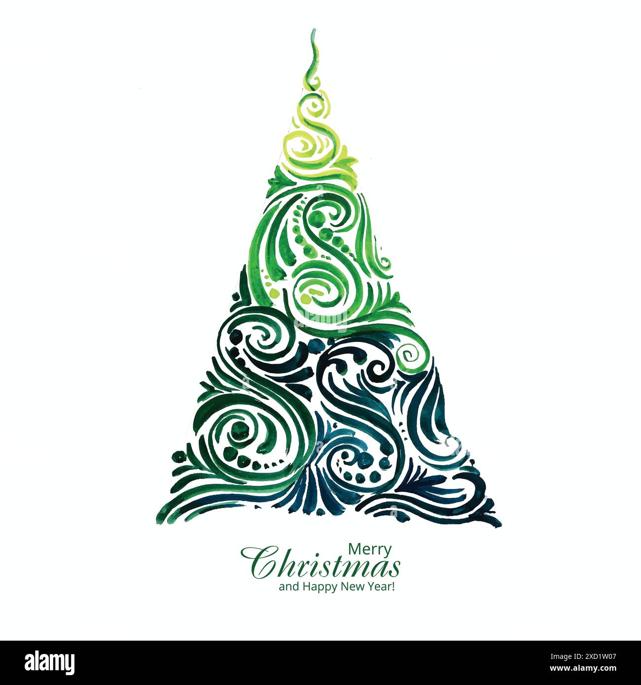 Hand drawn creative christmas tree card design Stock Vector Image & Art ...