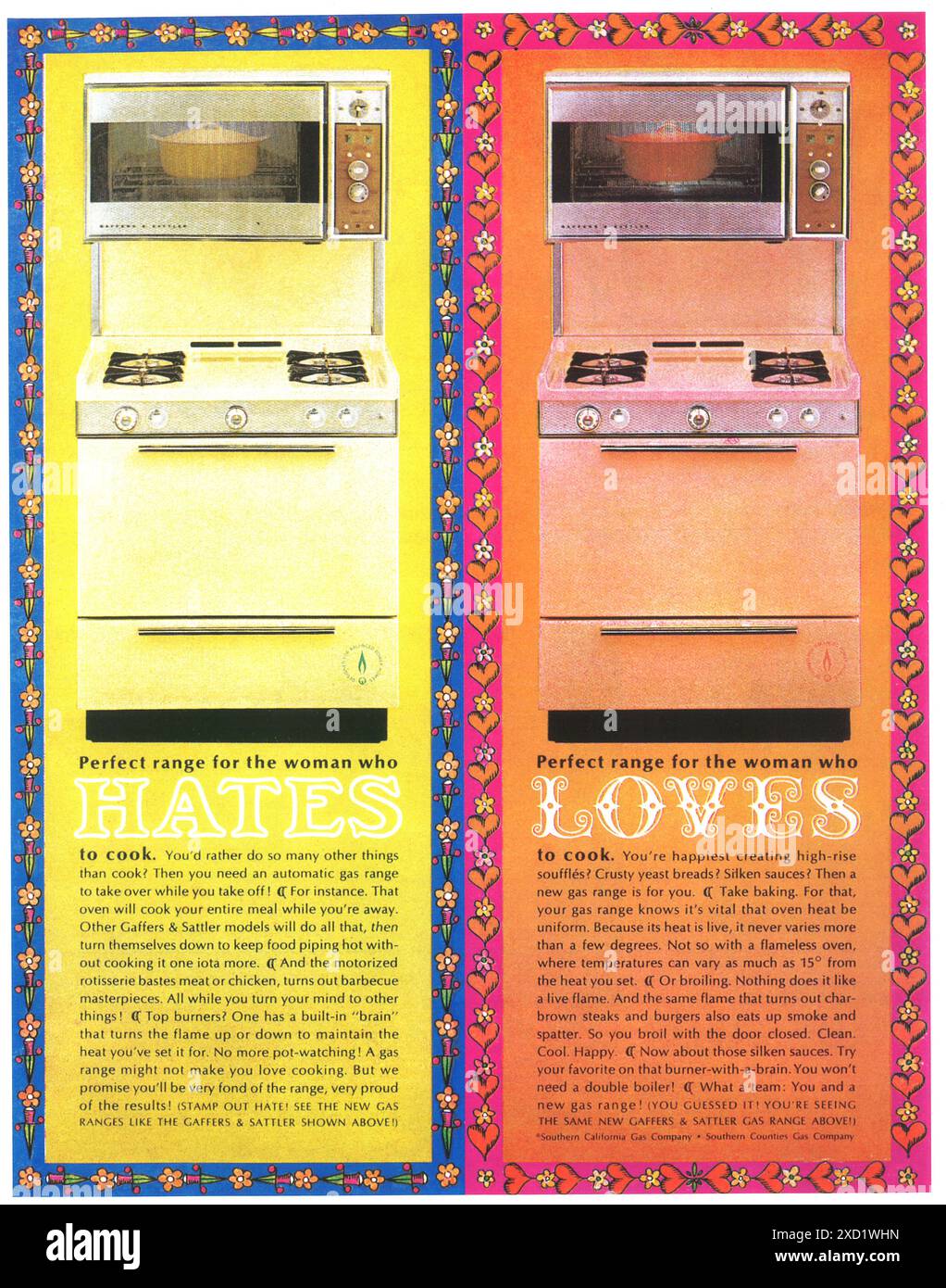 1964 Southern California Gas Company ad Gaffers and Sattler gas range