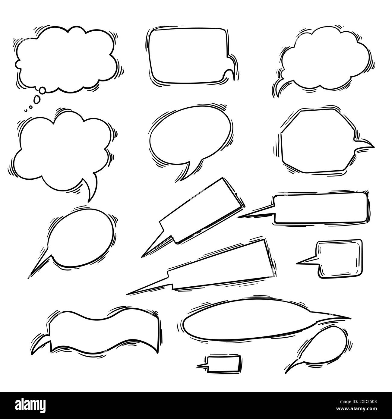 Hand drawn sketch speech bubble set design Stock Vector Image & Art - Alamy