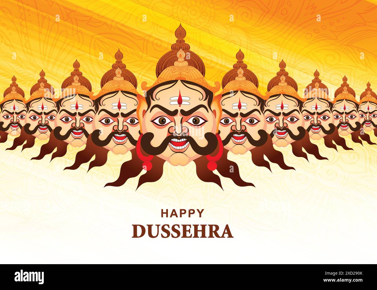 Happy dussehra celebration angry ravan with ten heads card design Stock ...