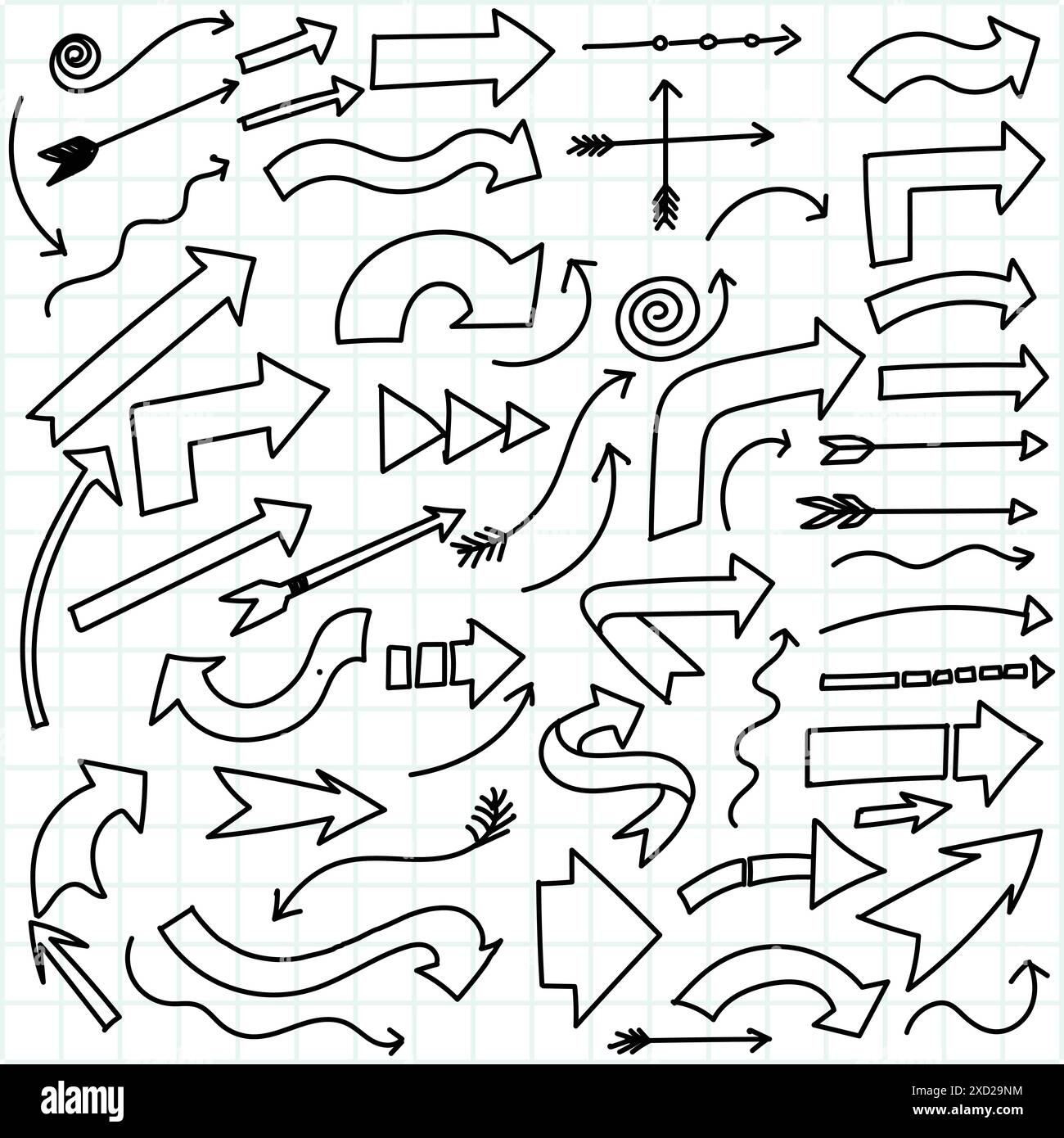 Hand draw doodle arrow sketch set design Stock Vector Image & Art - Alamy