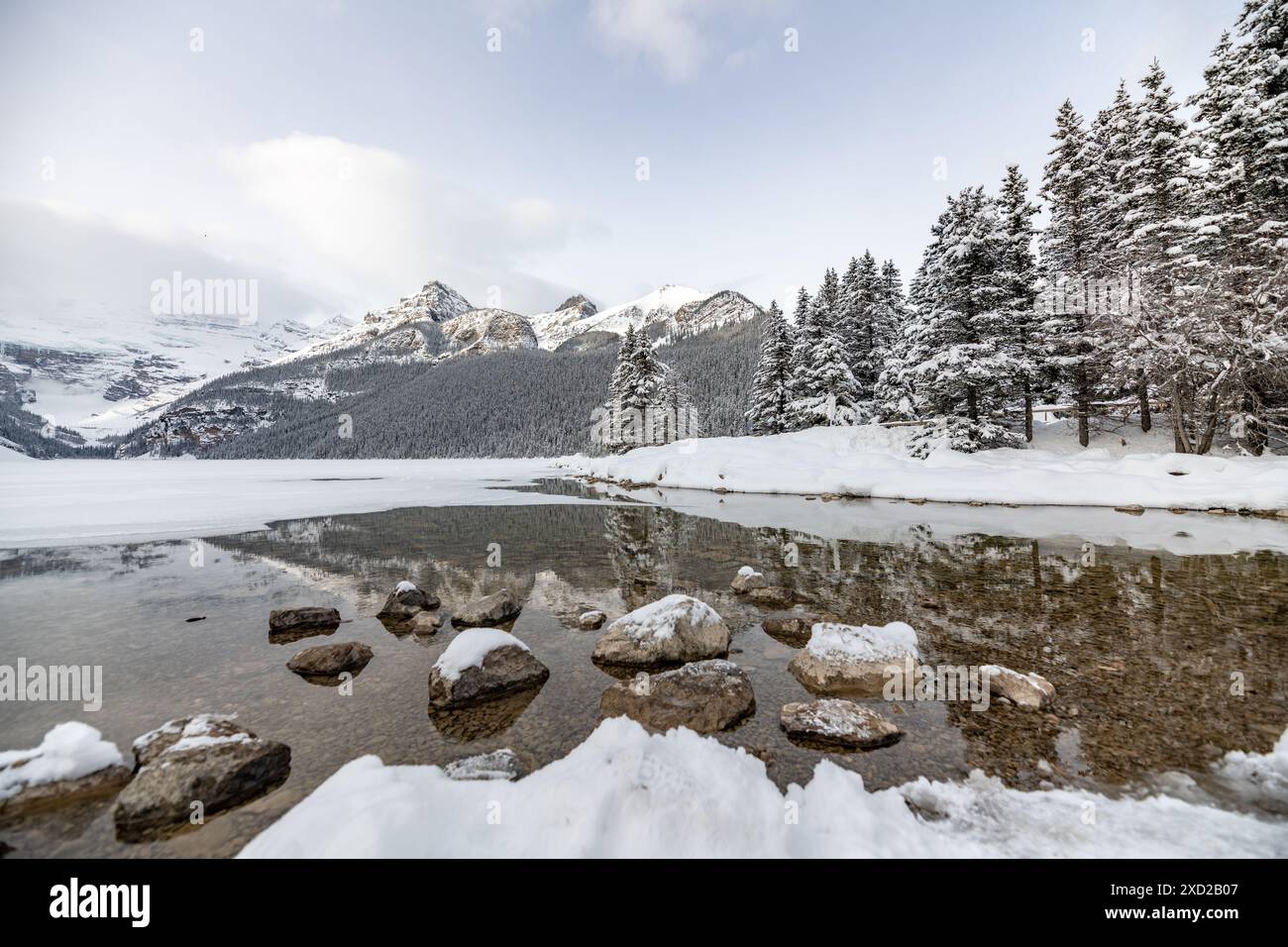 Iconic Lake Louise in Banff National Park during winter time with ...
