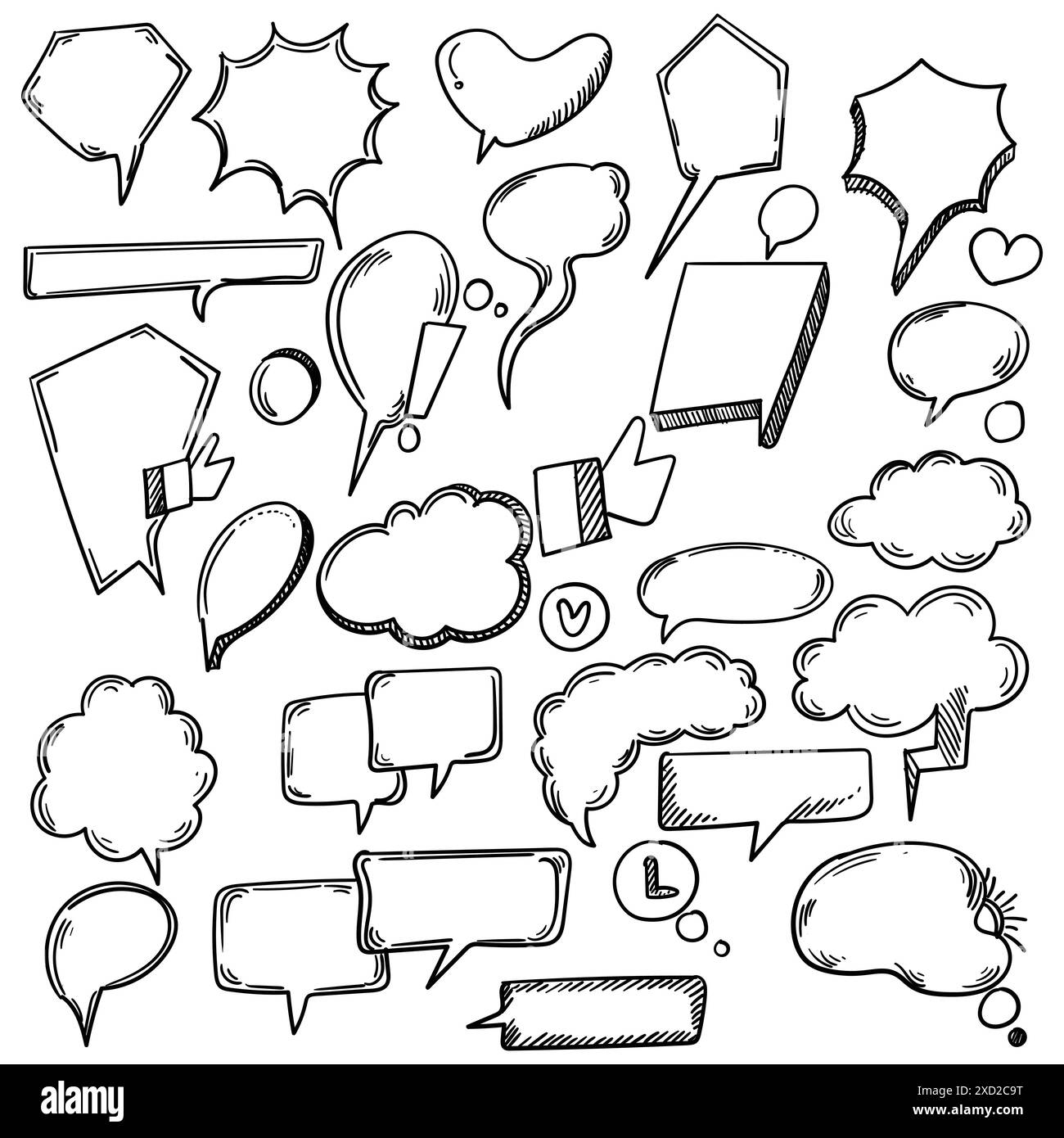 Hand drawn comic speech bubbles sketch design Stock Vector Image & Art ...