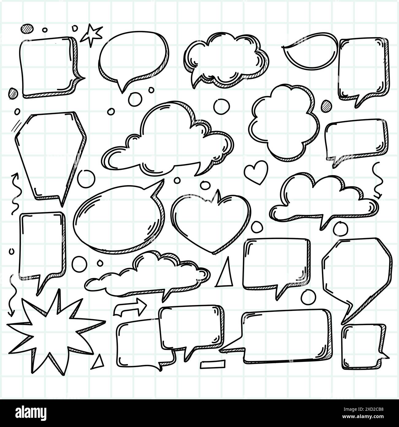 Hand drawn comic speech bubbles sketch design Stock Vector